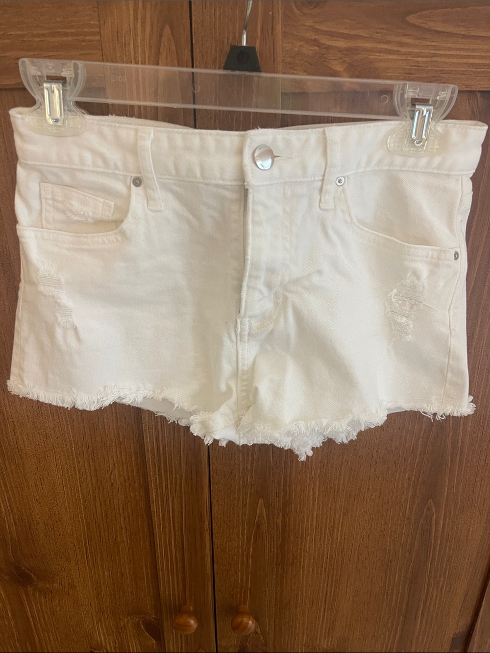 H&M White Distressed Denim Cutoff Shorts